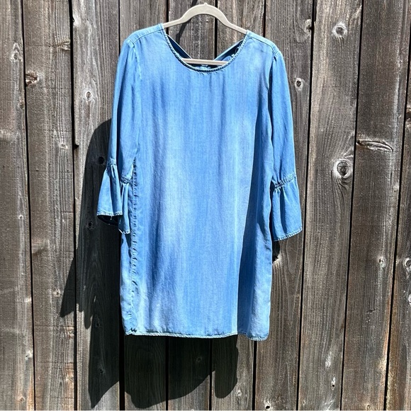 Cloth & Stone blue tencel sheath dress size LP - Picture 3 of 17